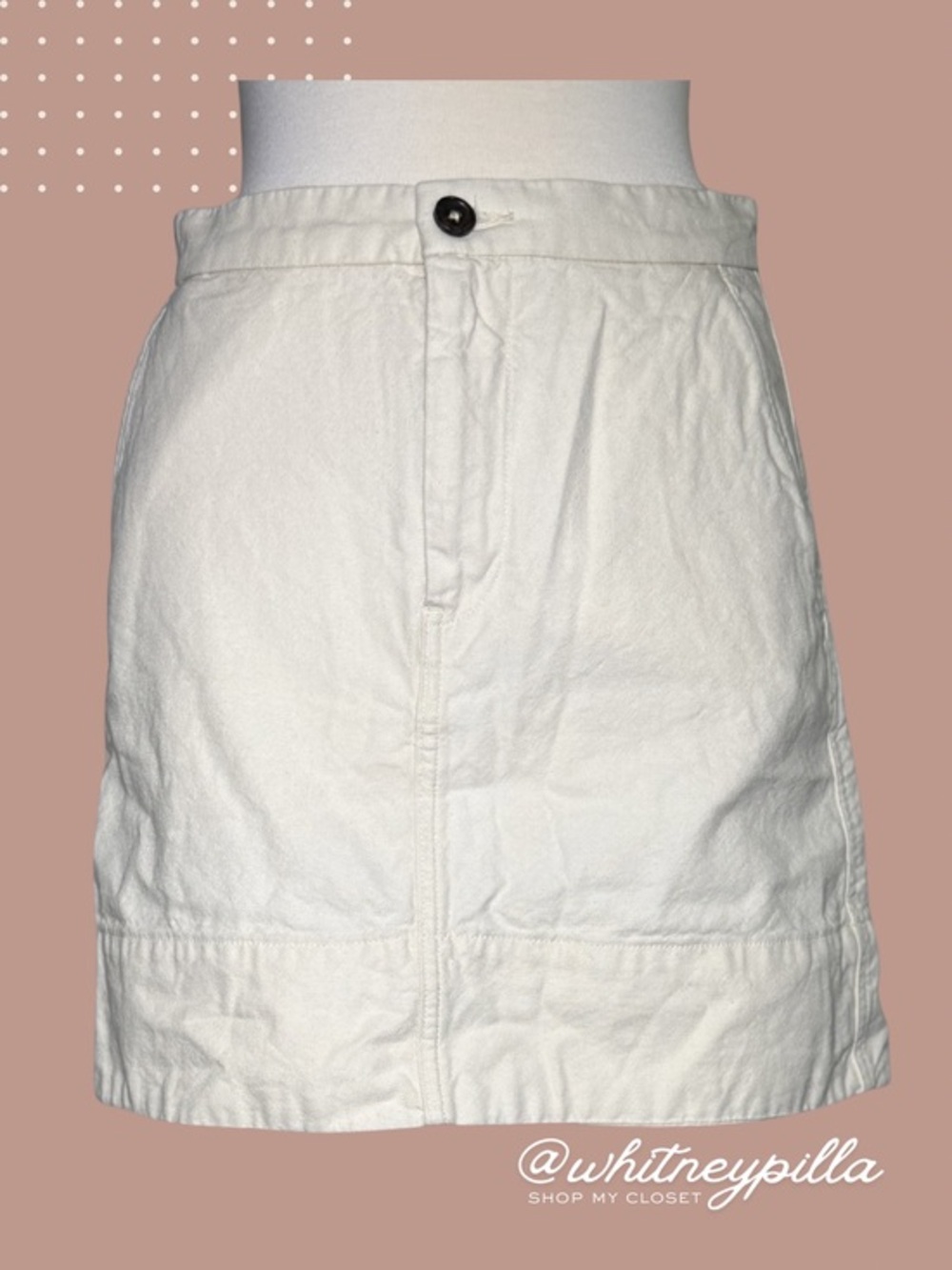 Everlane Cream Skirt 100% Cotton High-Rise Classic, Casual, Preppy Skirt size 8